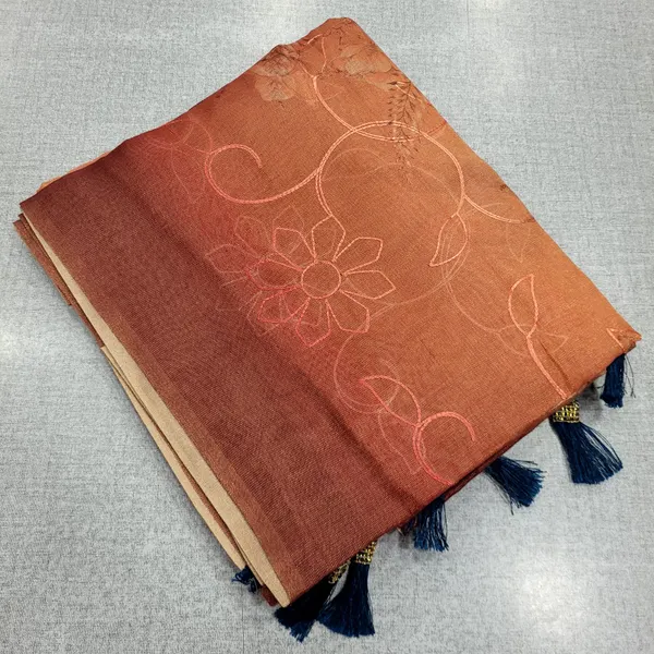Tissue Cotton Saree with Phulkari Embroidery Work | SR271